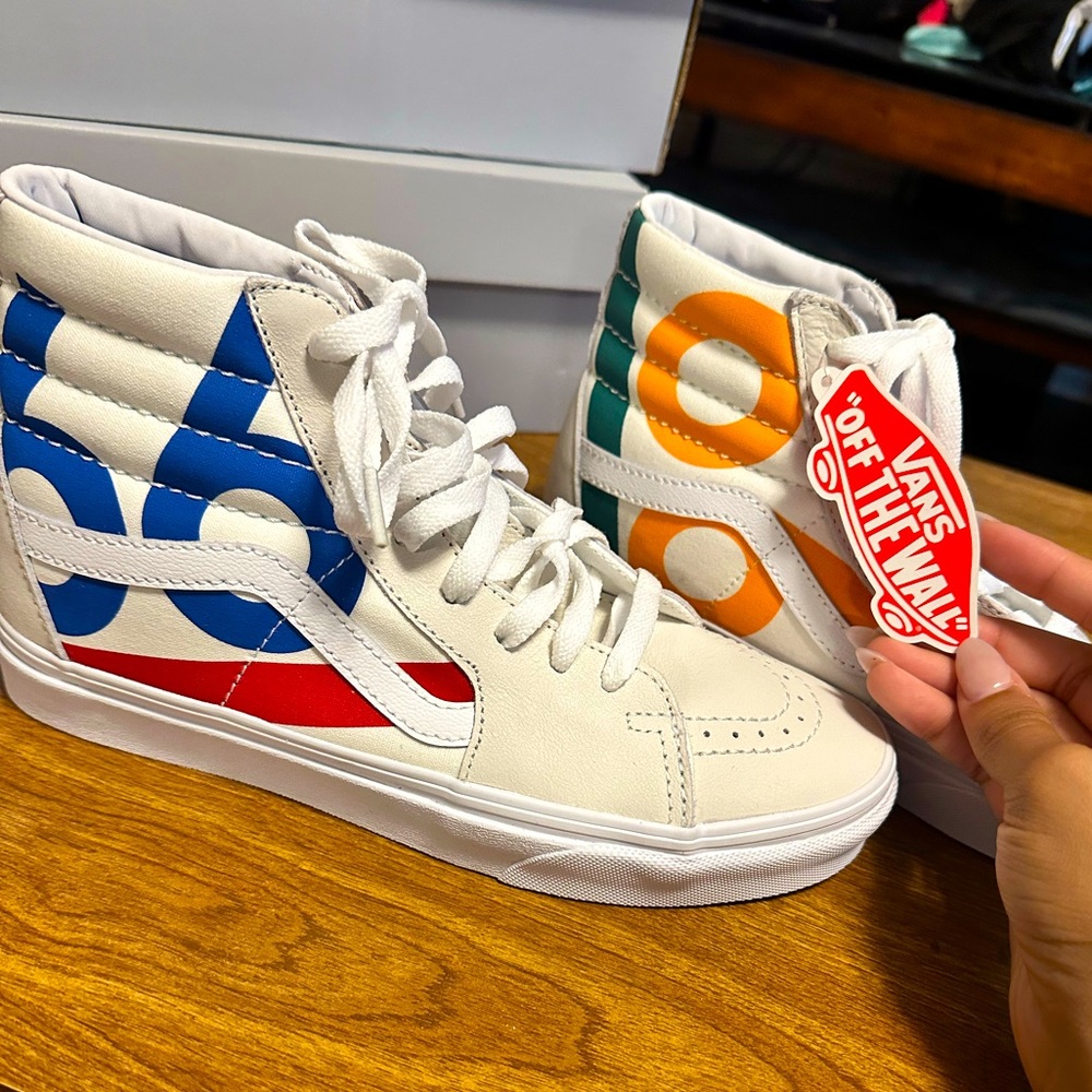 Vans White and Red Sneakers Classic Style
